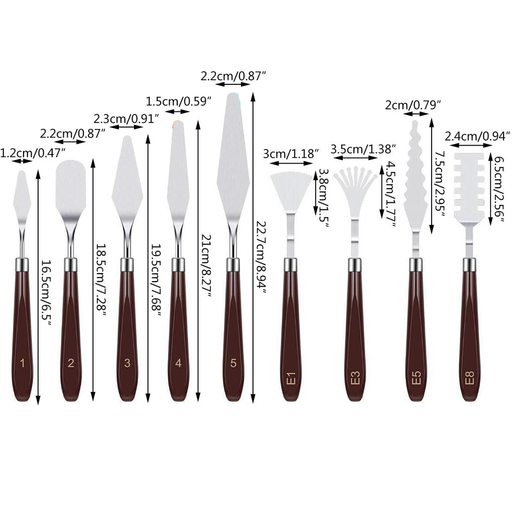 Набор из 9 мастихинов, акриловый нож для рисования, набор шпателей из нержавеющей стали для художников, акварельная живопись маслом