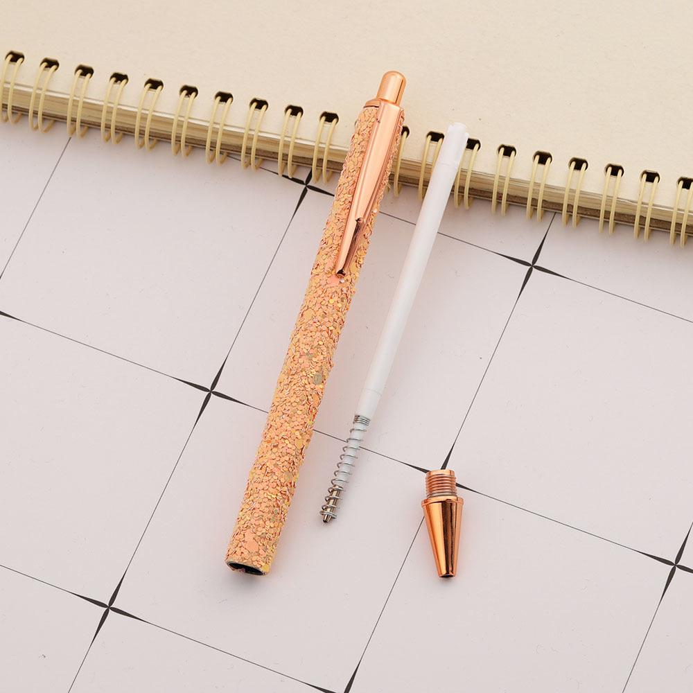 Шариковая ручка Press Rhinestone Rose Gold, роскошные милые свадебные металлические канцелярские принадлежности для школы и офиса, 4 шт.