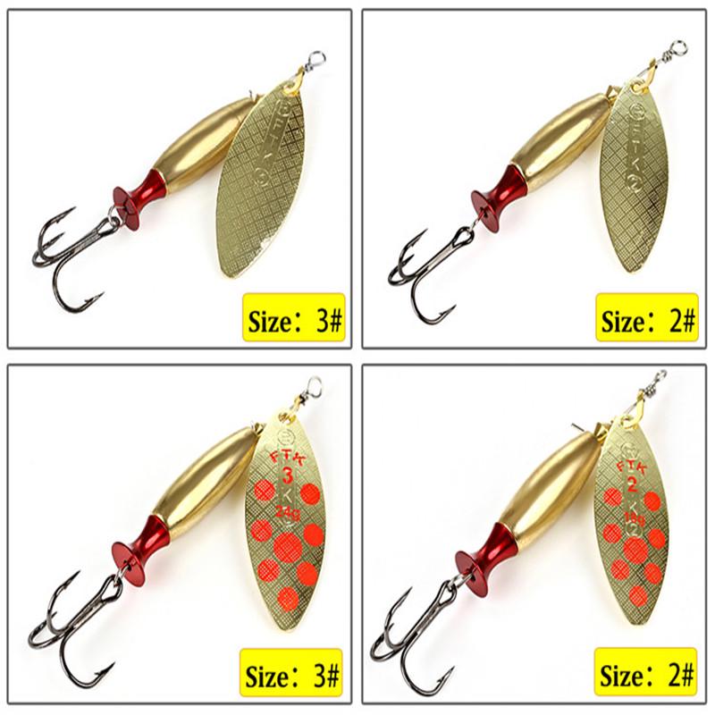 FTK 1PC Long Cast Size2-Size3 Fishing Lures Hook Spinner Spoon Lures With Treble Hooks