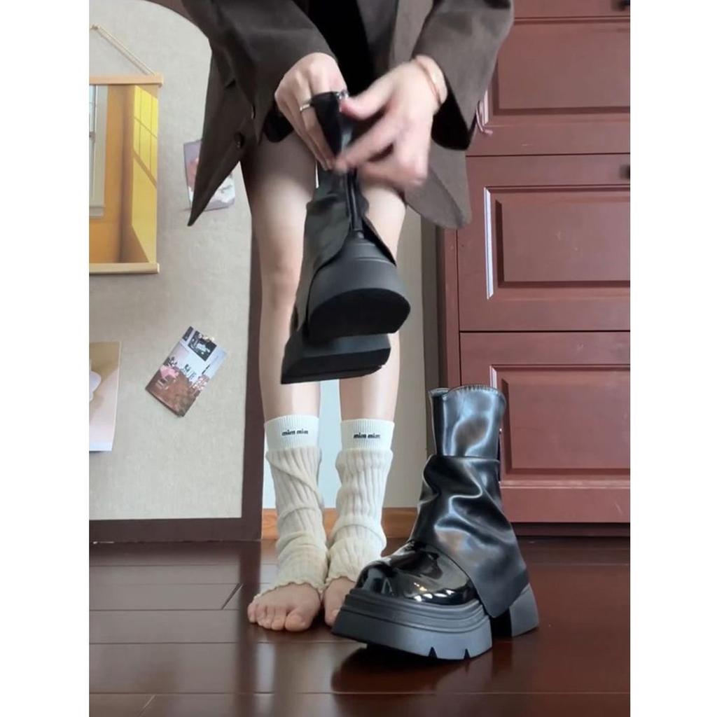 Осень и зима новая короткая обувь женские ботинки на толстой подошве повседневные дышащие тонкие ботинки модные универсальные ботинки Мартин