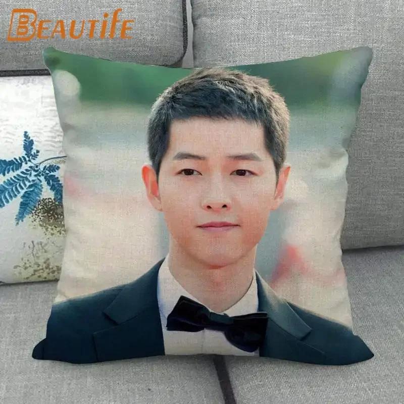 45X45 см Vincenzo Song Joong Ki KPOP наволочка с квадратной молнией, хлопковая льняная ткань, наволочки для спальни, дома, декоративный подарок
