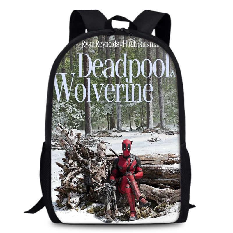 Deadpool Wolverine Backpack 15 Inch Anime Cartoon Schoolbag Lightweight
