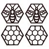 4Pcs Hexagonal Honeycomb Decorated Wooden Crafts For Home Walls Courtyard Decorations Hollowed Out Pendants