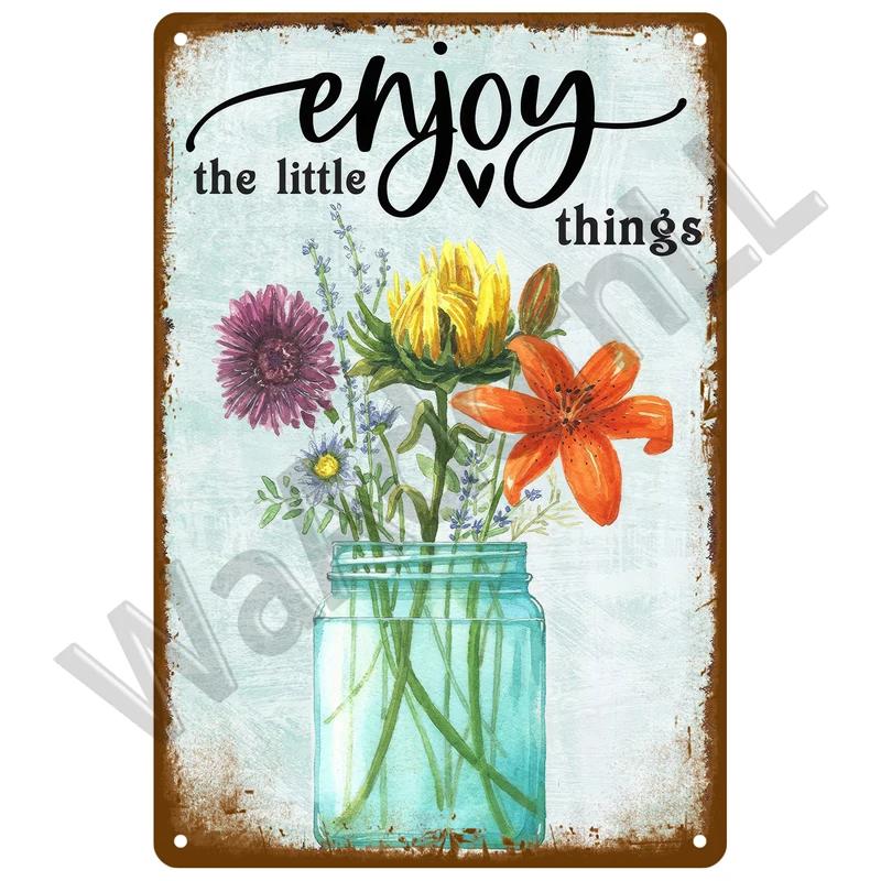 Vintage Flowers For Garden Decorations Retro Metal Sign Home Wall Art Mural Tin Sign Room Decor Plaque Plate Gift Farm Painting