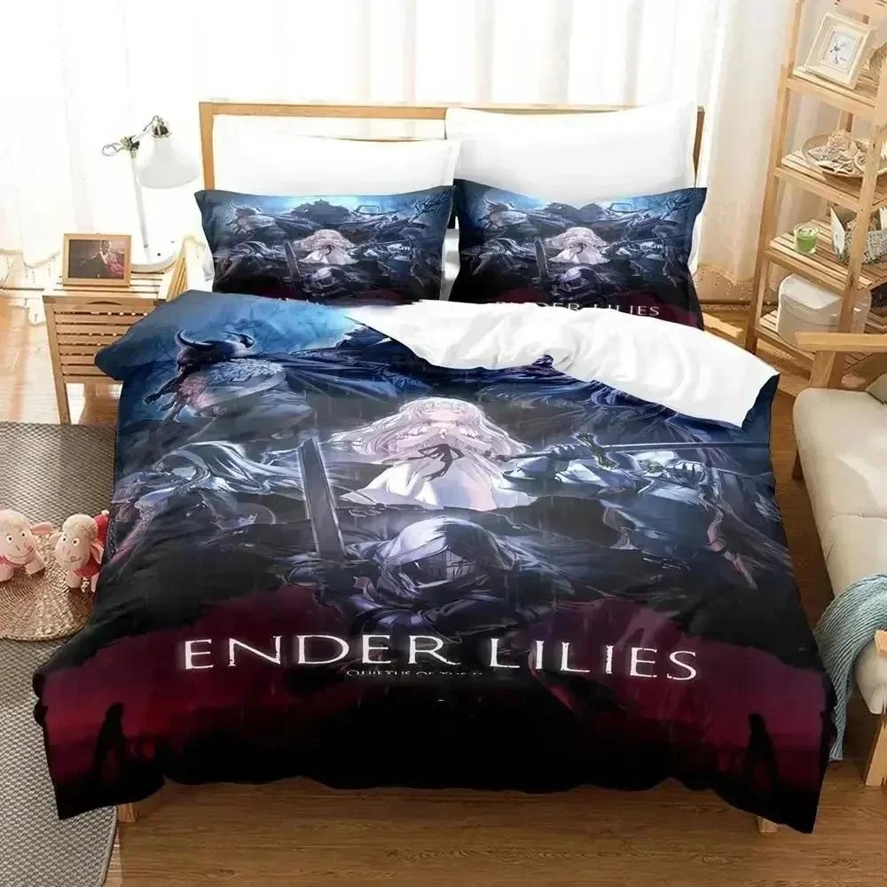 Ender Lilies Quietus of the Knights 3D НОВЫЙ Пододеяльник Наволочка Комплект постельного белья Взрослый Девочка Спальня Дети Односпальный Двуспальный Большой