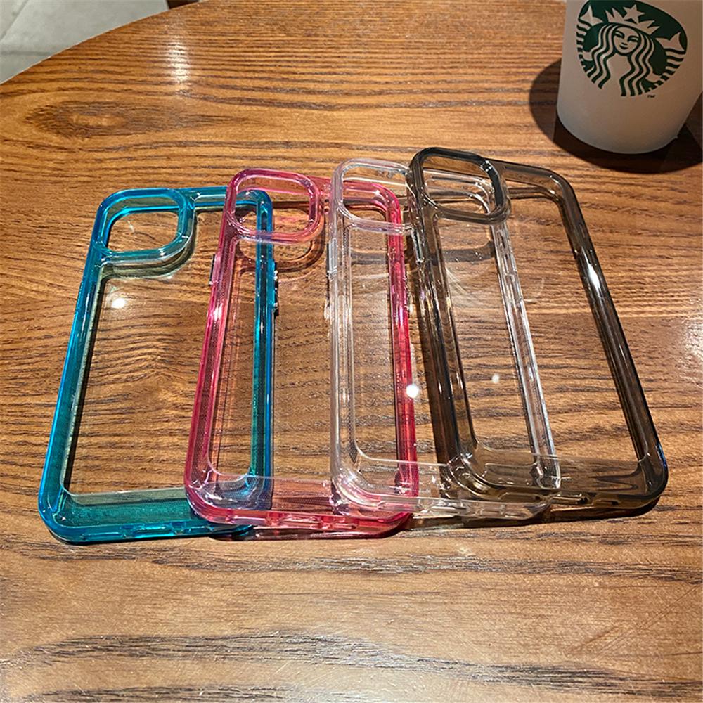 HD Clear Acrylic Case For iPhone 17 Air 16 15 Plus 14 13 12 11 Pro Max XR X XS Plus Mini Luxury Shockproof Soft Frame Hard Cover