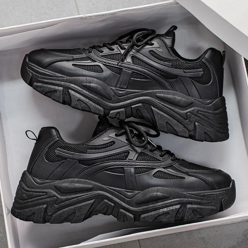 Весенние мужские дышащие белые сетчатые кроссовки - Модные повседневные кроссовки на толстой подошве для папы