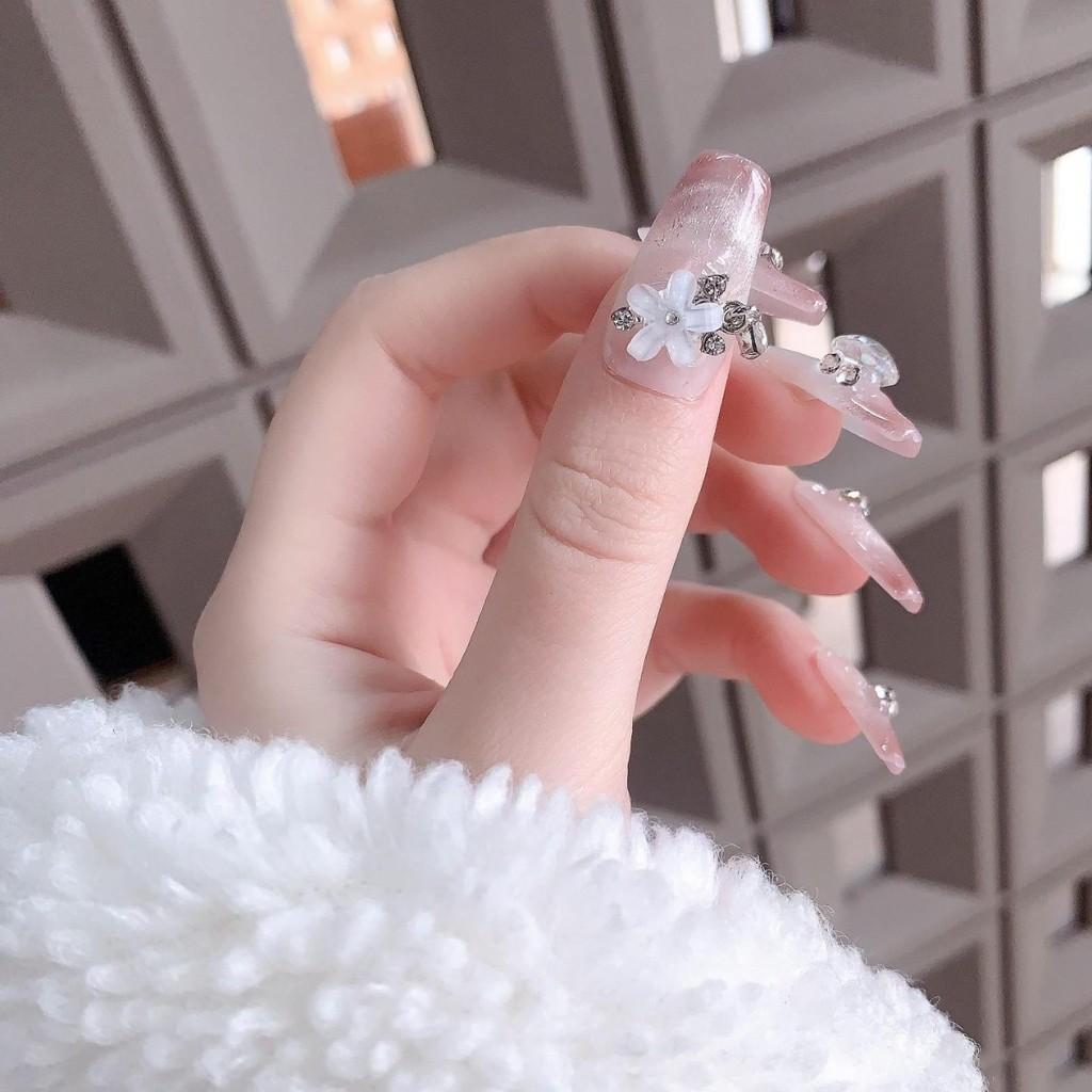 Чистый ноготь Ручная работа Балетный патч Белый Простой Милый Накладной ноготь Свежий цветок