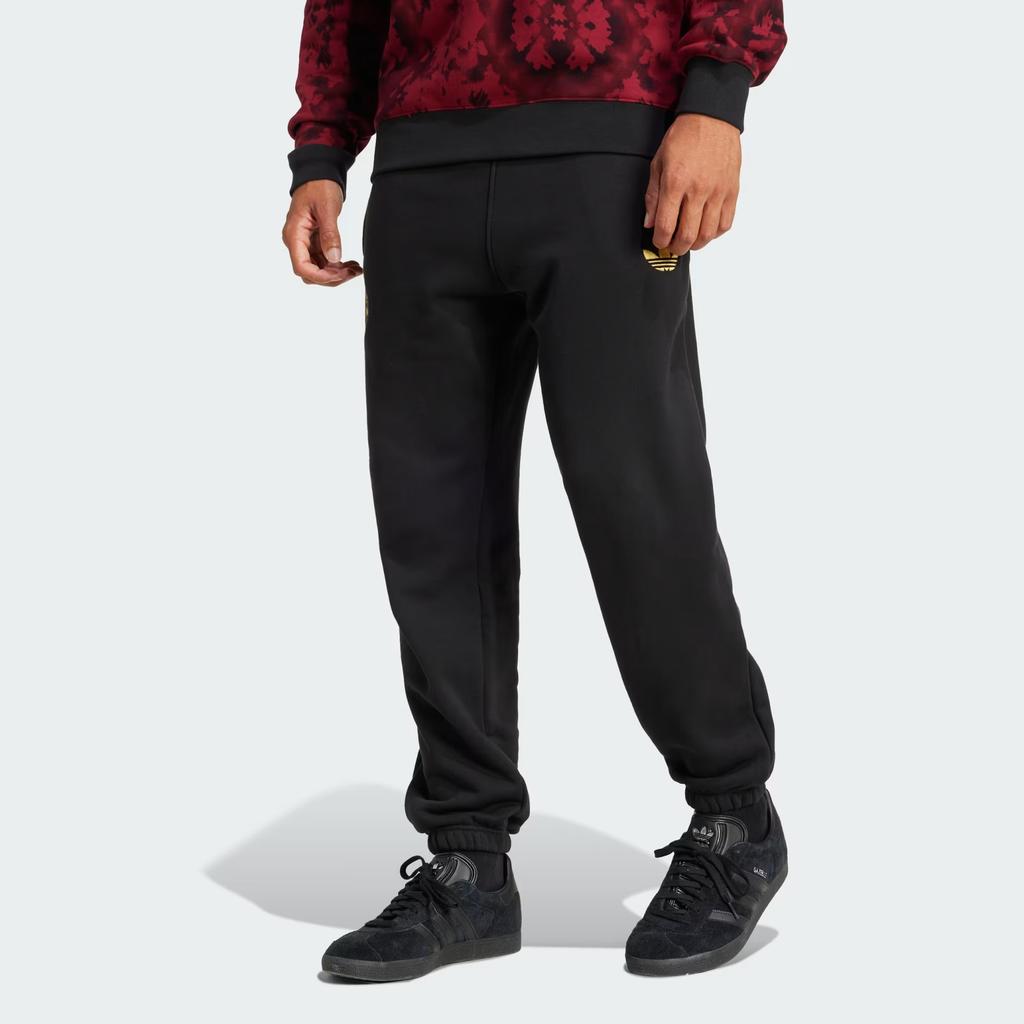 Adidas Оригинальные мужские брюки Manchester United Cny, удобные, однотонные, с манжетами, из хлопка, черные JF0361