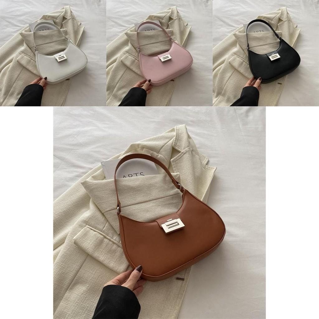 Шикарная винтажная весенняя женская сумка из искусственной кожи под мышкой в черном, белом, розовом и коричневом цветах