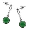 [Q9300] - Silver Earrings 'Meghan' Green Agate Silver (rhodium-plated) - 30x9 Mm