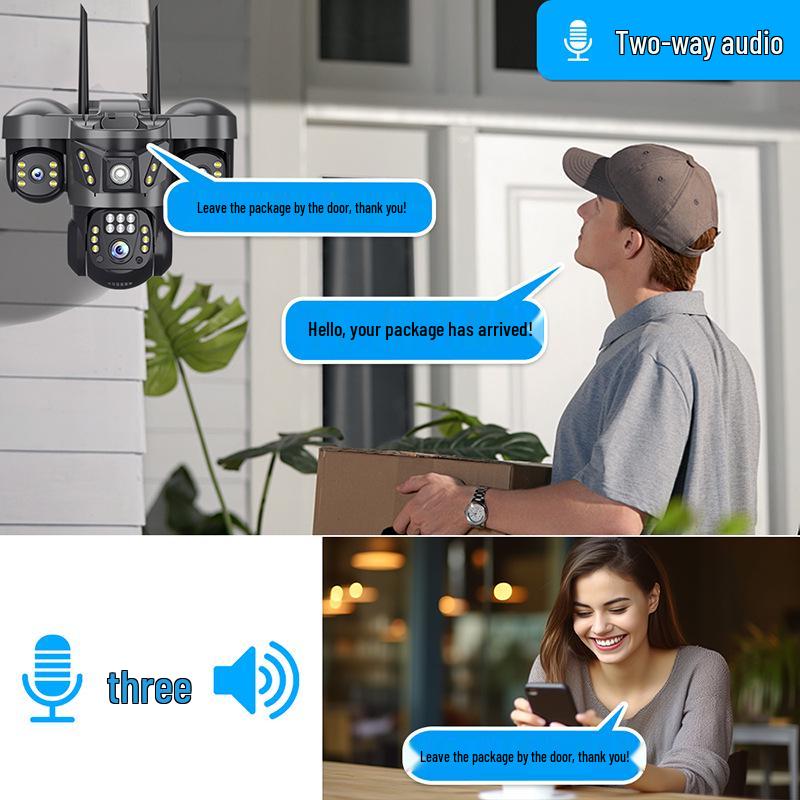 4G Беспроводная уличная камера с ночным видением и трехэкранным дисплеем для домашнего использования