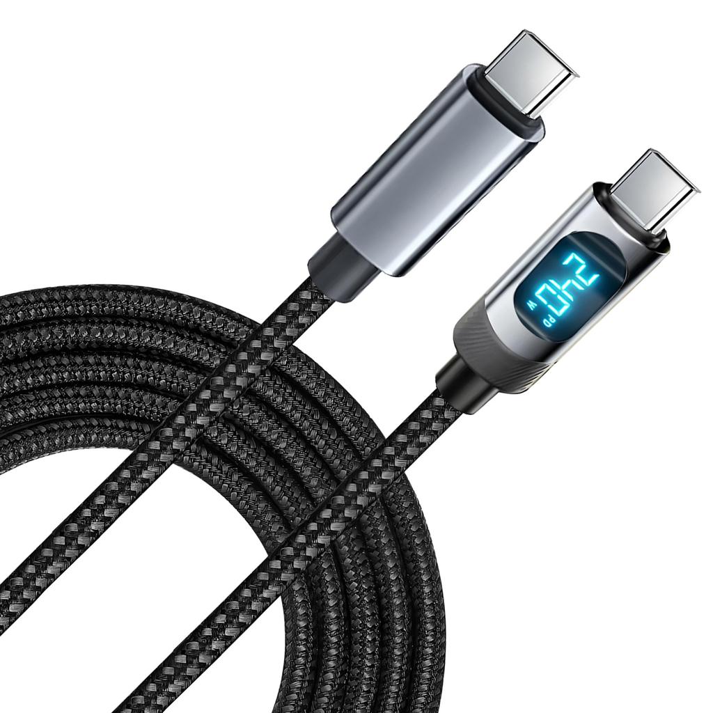 240 Вт PD USB C на USB C Кабель со светодиодным дисплеем Быстрая зарядка для Samsung Xiaomi Vivo Realme Motorola Type C Зарядный кабель