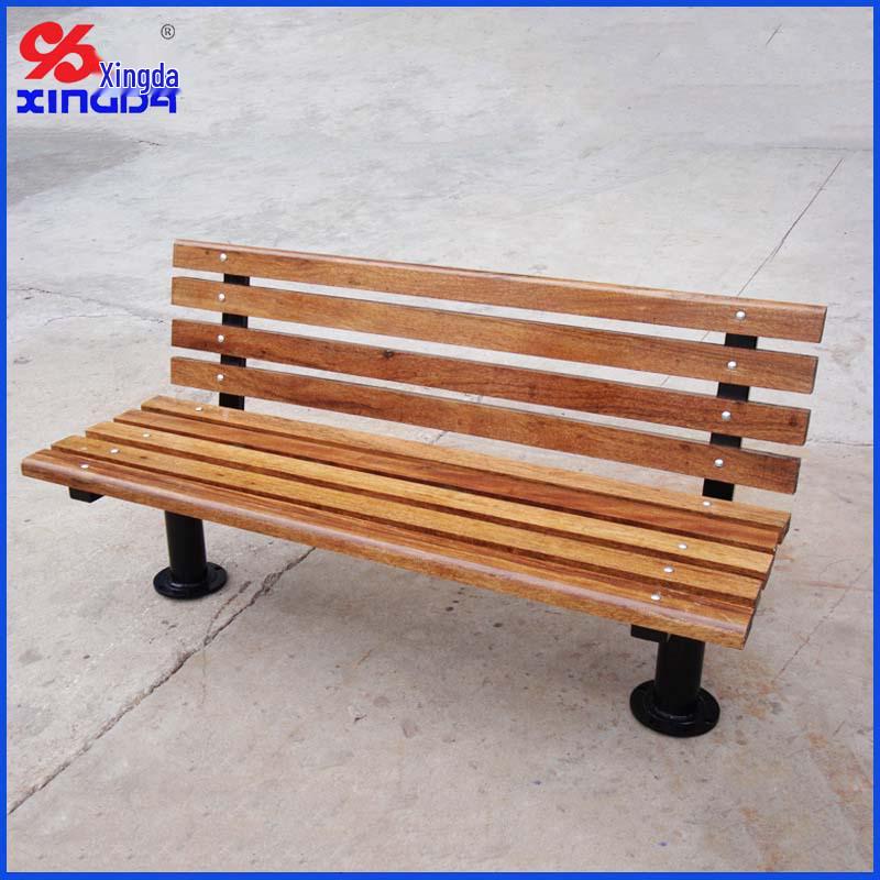 Steel Pipe Leg Park Bench with Wood-Plastic Backrest for Courtyard Landscape