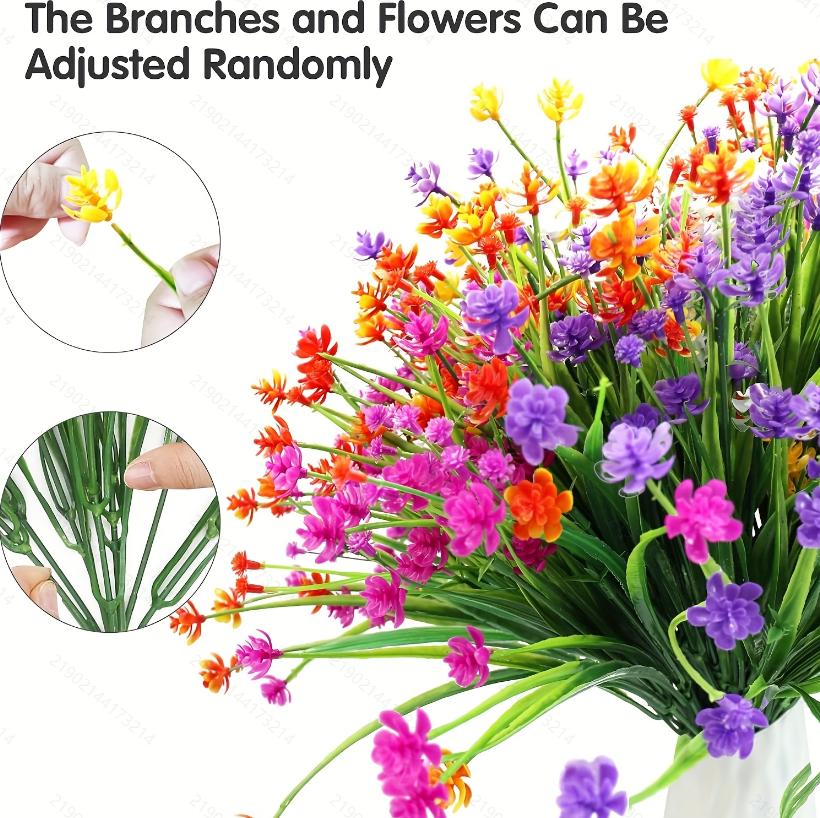 Artificial Flowers for Outdoors,5Bundle Artificial Plants Outdoor Fake Flowers UV Resistant, Outdoor Fake Plants Plastic Faux