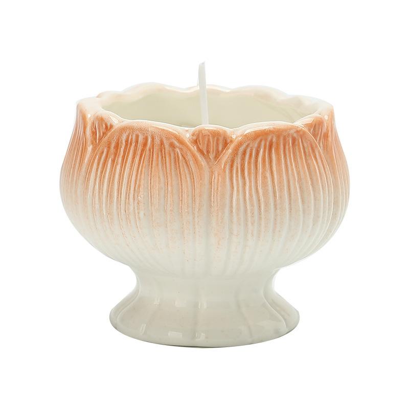 Керамическая подставка для свечей в виде лотоса для ароматерапии, пустая чашка, минималистичный подсвечник для помещений, изысканные украшения для украшения комнаты