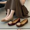 Spring 2025 Retro New Chinese Rose Single Shoes Dead Leaf Butterfly Thick Heel Mary Jane Suede Strap Medium Heel Women's Shoes