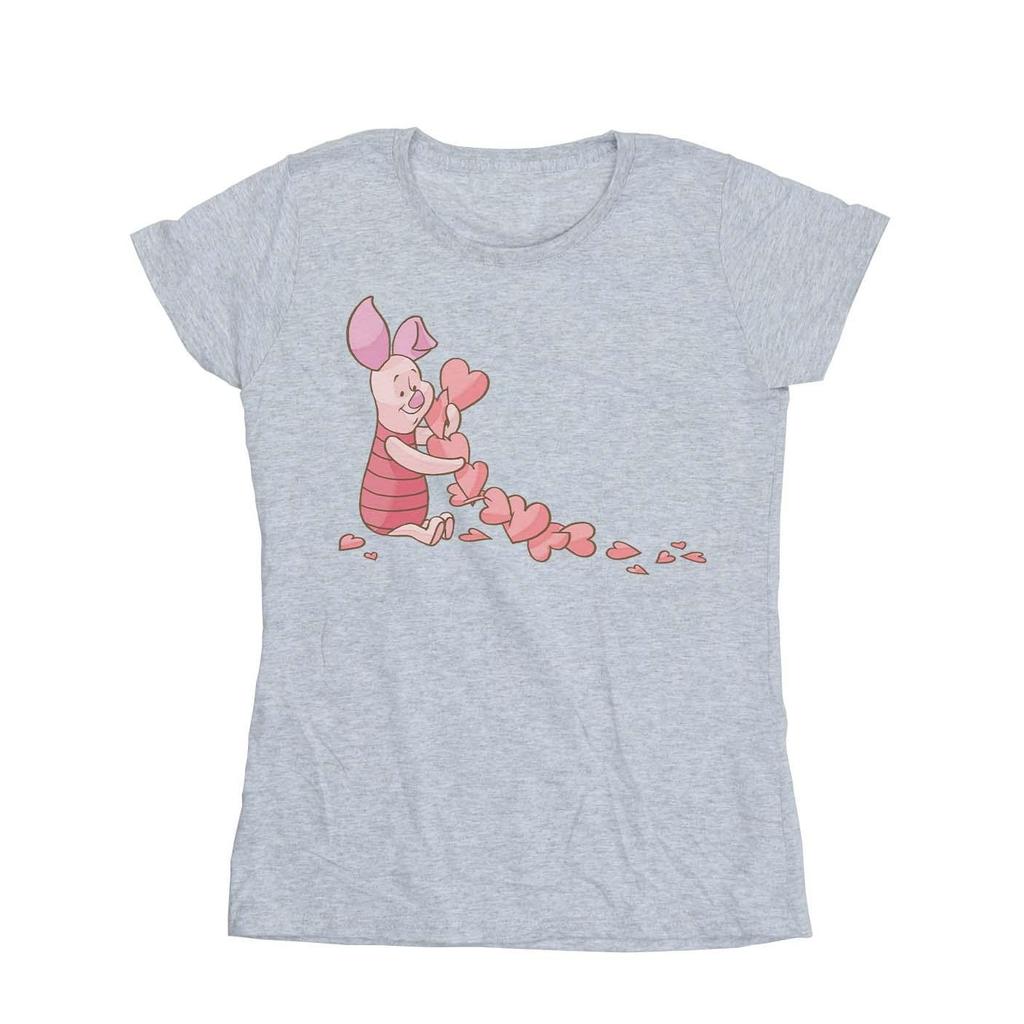 Disney Womens/Ladies Winnie The Pooh Piglet Chain Of Hearts Cotton T-Shirt