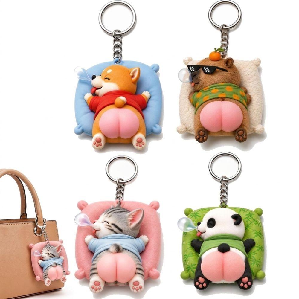 2D Animal Keychain Squeezable Bag Charm Durable Stress Relief Keychain Birthday Gift Party Favor