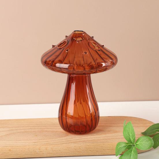 Flower Vase Adorable Mushroom Shape Transparent Glass Planter Unique Plant Propagation Station for Home Decoration