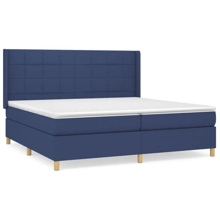 Maison Exclusive - Sommier à lattes de lit avec matelas Bleu 200x200 cm Tissu