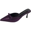 Pointed Head Thin Heel Slippers High Heel Temperament Bow Bag Head Half Drag Women's Shoes European and American Large Size Slippers Women's Shoes
