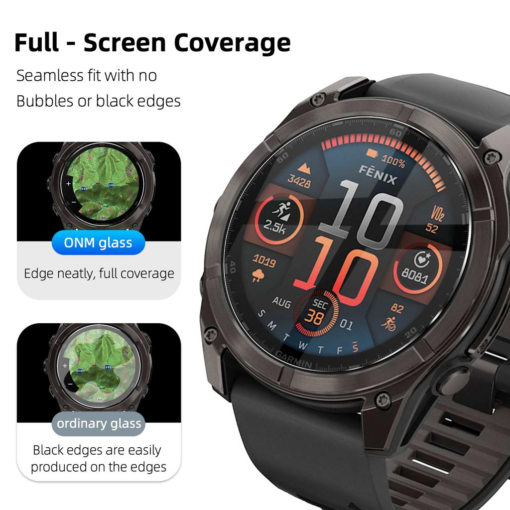 2-IN-1 Glass+Case for Garmin Fenix 8 51/47/43mm AMOLED Solar Screen Protector Tempered Glass+Bumper Protective Cover Accessories