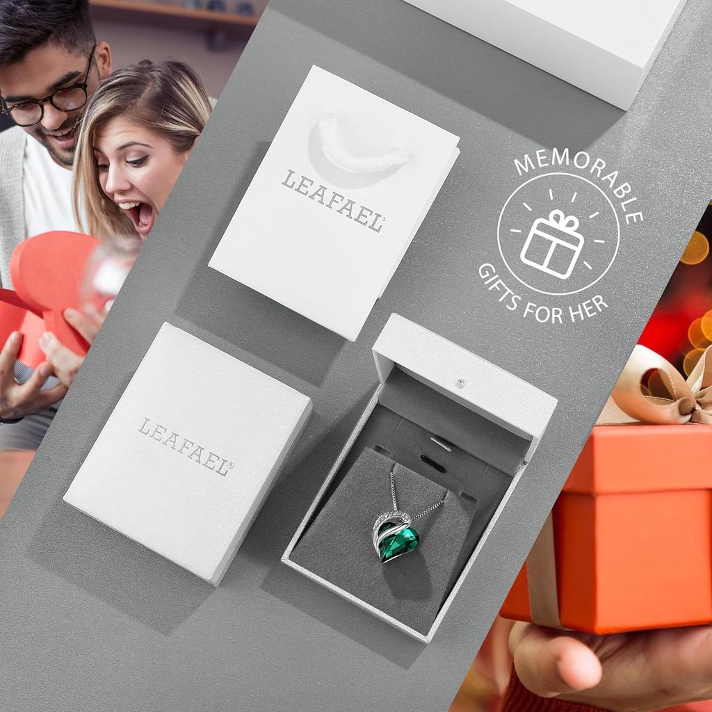 Leafael Necklaces for Women, Infinity Love Birthstone Heart Crystal Pendant, Birthday Jewelry Silver Plated, 18 Plus 2 Inch Adjustable Chain