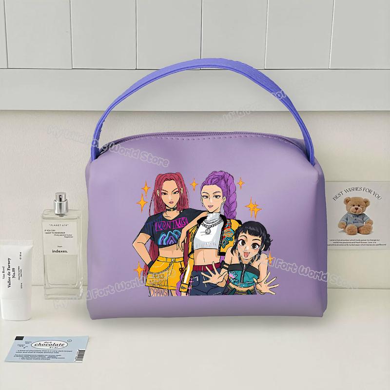 KPop Demon Hunters Handheld Make Up Bag Organizer for Women Portable Tracvel Cosmetics Handbag Waterproof Toiletry Makeup Bags