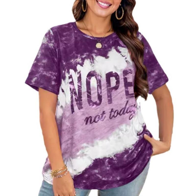 Women's Vintage Gradient Pleated 3D Short Sleeve Casual Imitation Cotton T-shirt Plus Size Pullover Basic Top