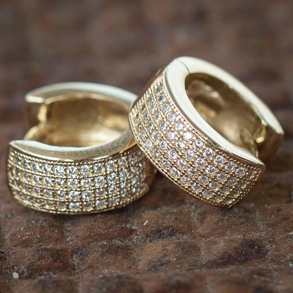 Small Mini Circle Earrings Women/Men Micro Paved Shiny CZ Personality Hoop Earrings for Party Versatile Statement Jewelry
