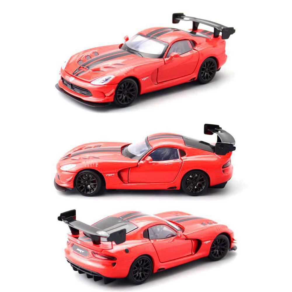 Литая под давлением модель автомобиля Dodge Viper, масштаб 1/32, игрушечный автомобиль с откатным механизмом, звуком и светом для детей, коллекция подарков для мальчиков и девочек