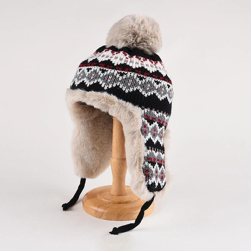 Модная ретро шапка Lei Feng женская теплая осенне-зимняя плюшевая ветрозащитная универсальная защитная шапка для ушей вязаная шапка для катания на лыжах