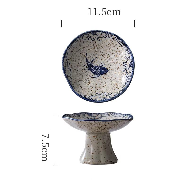 Новая китайская десертная высокая тарелка Маленькая тарелка для закусок Освежающая тарелка Ретро керамическая тарелка Закуски для послеобеденного чая Товары для дома