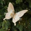 Clip-On Christmas Butterfly Ornaments Flocking Finish Xmas Butterfly Clip Decor  Holiday Party