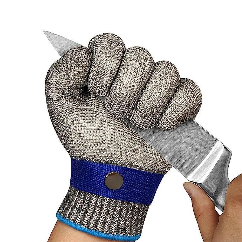 Кухонные перчатки 5 уровня защиты от порезов с металлической пряжкой и защитой из стальной проволоки
