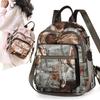 PU Backpack Print Multifunctional Shoulder Bag Women's Large Capacity Travel Anti-Theft Bag