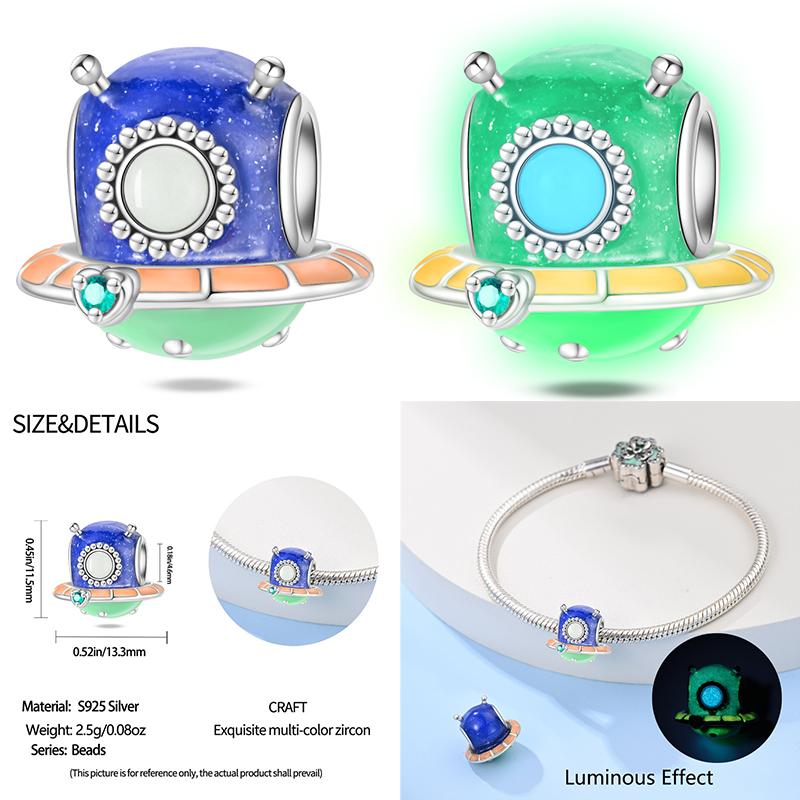 Медные светящиеся шармы в виде космонавта, планеты, космического корабля, эльфа, оленя, бусины подходят для оригинальных браслетов и ожерелий «Сделай сам»