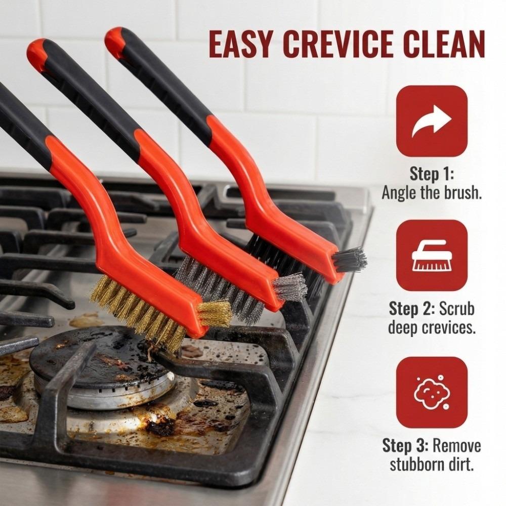 3PCS Double Head Wire Brush Set Mini Size Cleaning Wire Brush  Metal Surface Polishing