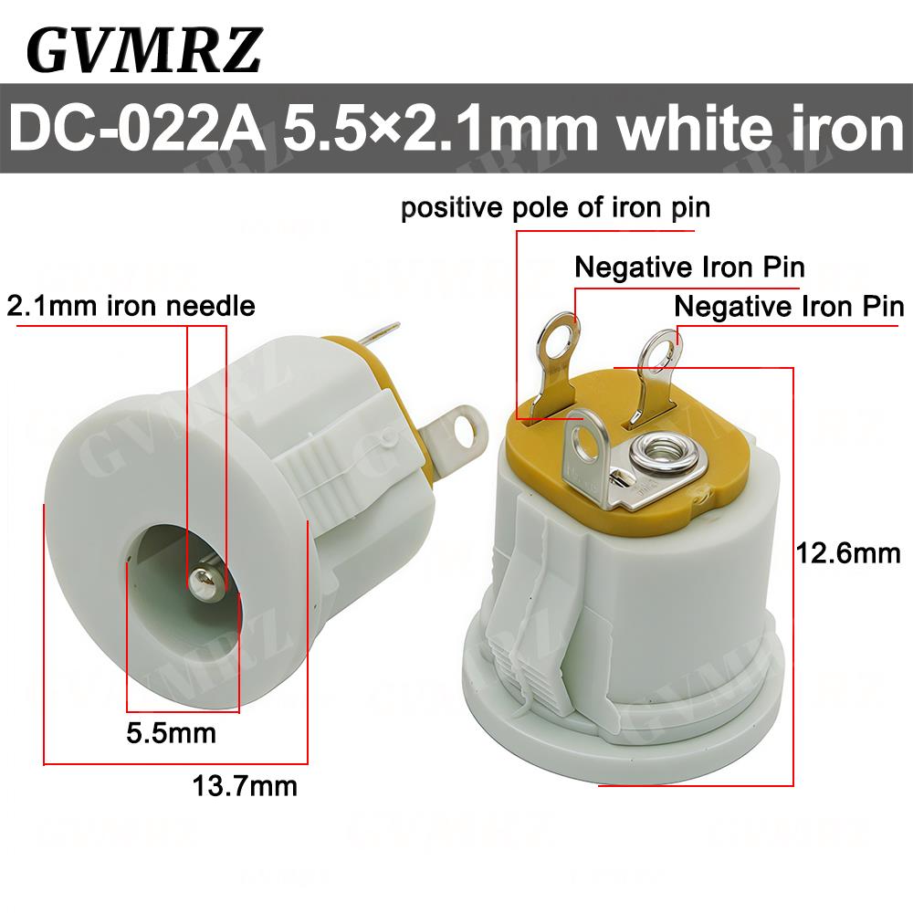 10PCS/lot DC022 DC-022 5.5x2.1mm DC Power Socket 5.5*2.5mm DC Connector 5.5*2.1 Round Hole Interface Panel Socket 3.5x1.3mm