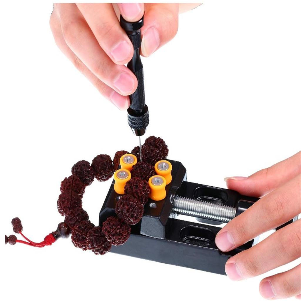 37pieces Hand Drill Tool Set With Pin Vise Hand Drill Mini Twist Drill Bits Bench Vice For DIY Jewelry Making Craft Carving (0.3-1.2 Mm)