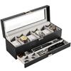 ProCase Watch 6 Slot Watch Display Case with Watch Case with Glass 2 Layer Jewelry Storage Holder Organizer Men's Box, Drawer, Men's Lid,