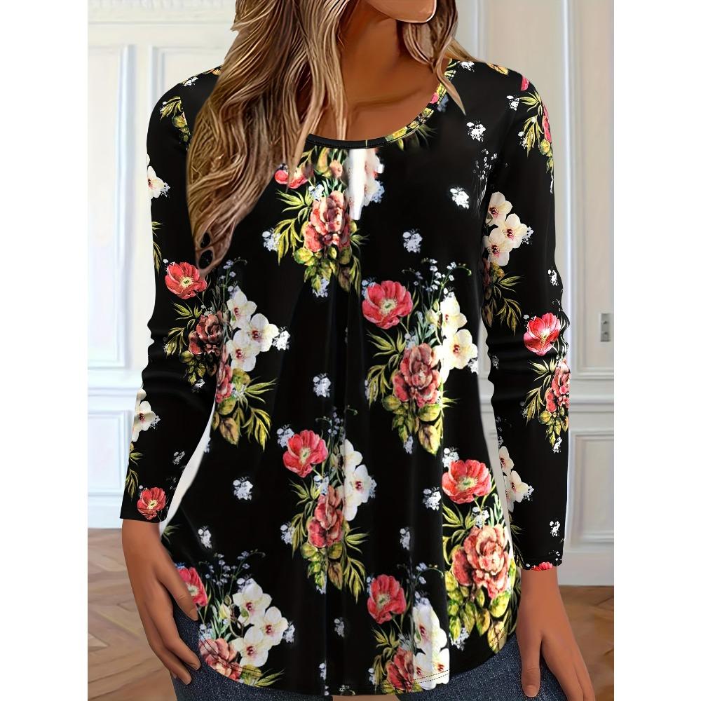 Футболка с длинным рукавом и принтом в виде винтажных листьев и цветов, модная женская одежда, повседневная одежда y2k, женская одежда в стиле Харадзюку