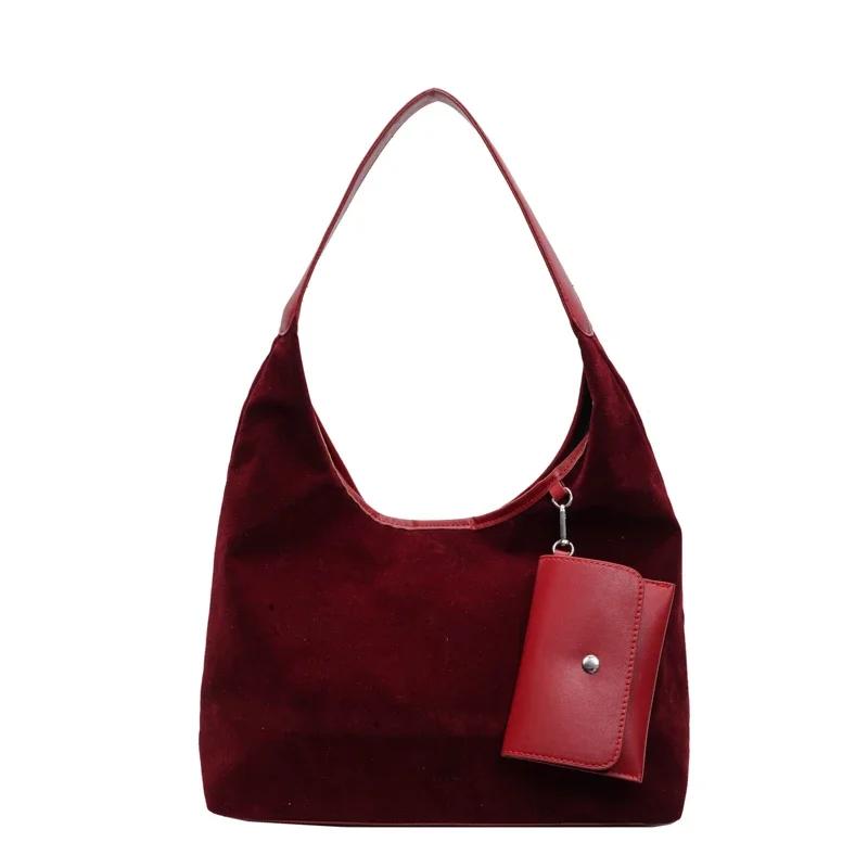 Сумки через плечо из искусственной замши для женщин с чувством роскоши, вместительные простые сумки через плечо