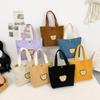 Fashion Mini Corduroy Lunch Bags Versatile Small Tote Handbag Schoolgirl Cute Eco Reusable Handbag with Snap Button Grocery Bags