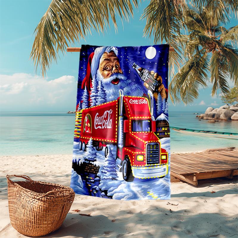 Christmas Gift Halloween Theme Bear Truck Coca Cola beach towel outdoor camping vacation swimming beach towel outdoor absorbent bath towel Y5