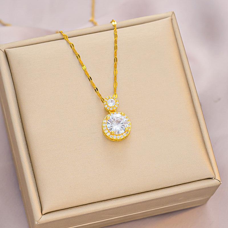 Винтажное ожерелье из титановой стали с цирконием: Уникальное и универсальное модное решение для женщин.