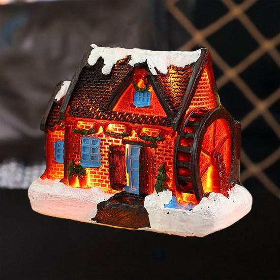 Рождественский орнамент дома Микро-пейзаж Смола светящийся орнамент снежного домика для праздничного украшения домашнего стола
