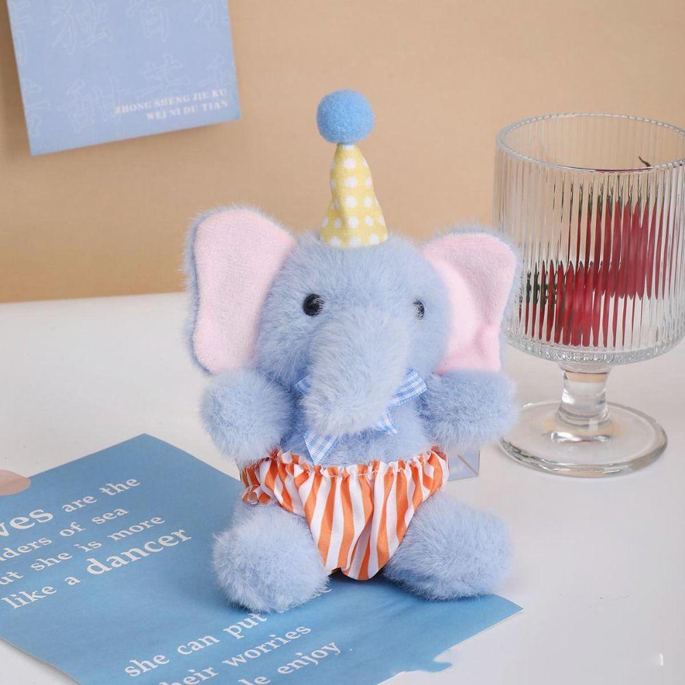 Painter Apron Style Elephant Plush Toy Anti-lost Elephant Plush KeyChain Bag Pendant