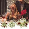 Artificial Rose Candle Ring Pillar Candles Greenery Flower Wreath Seasonal Candle Ring for Wedding Centerpiece Holiday Decor